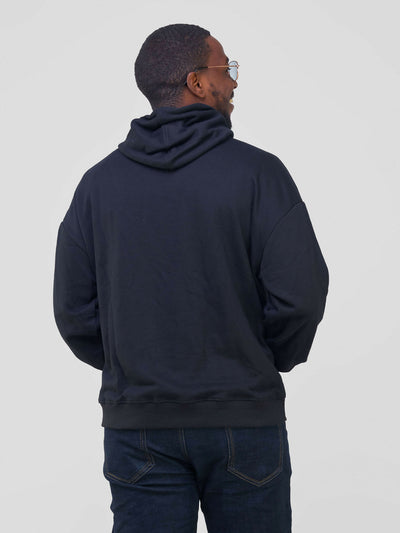 Round Neck L - Sleeve Hoodie - Black - Shopzetu