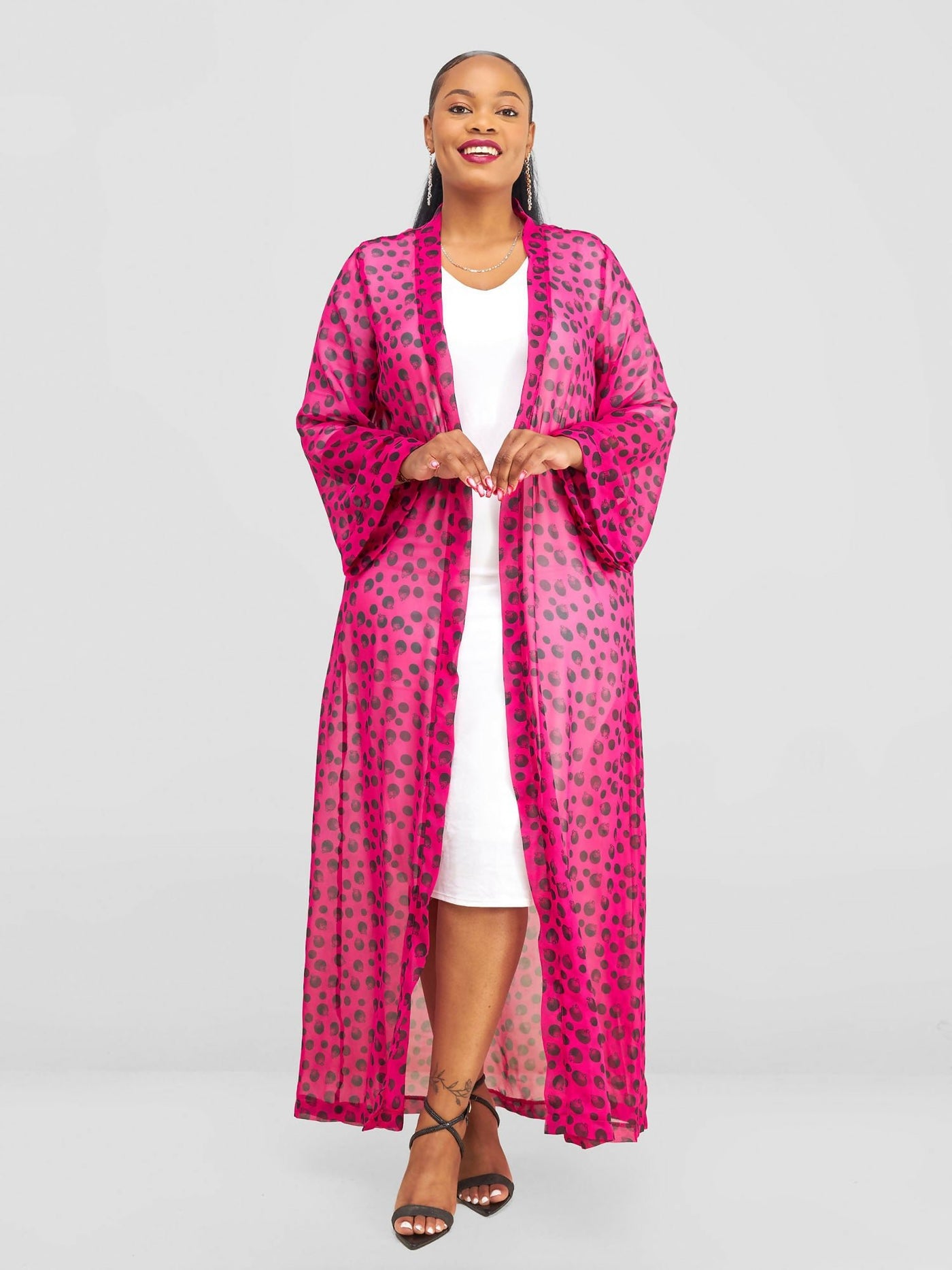 Lizola Emely Kimono - Pink / Black - Shopzetu