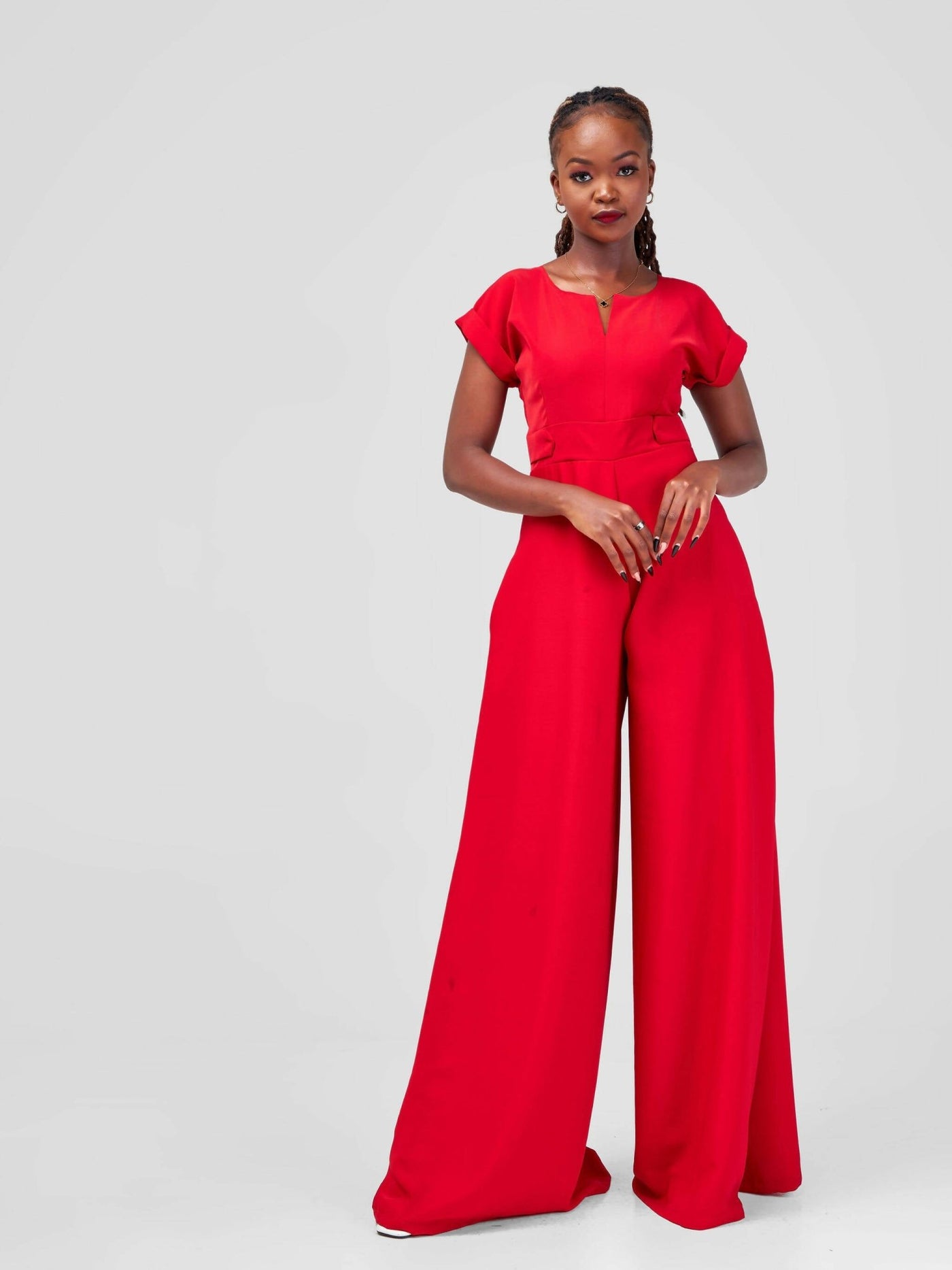 African Yuva Dhana Jumpsuit - Red - Shopzetu