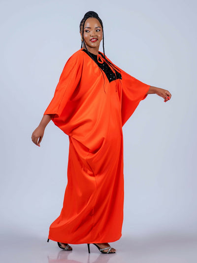 Plainchic Zeki Kaftan Dress – Burnt Orange - Shopzetu