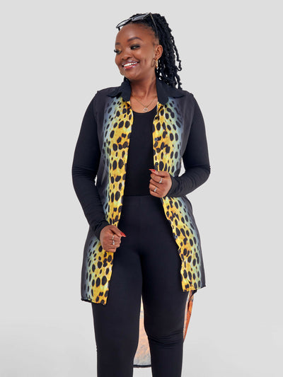Eleganzia Stylez Leopard Top - Yellow / Black