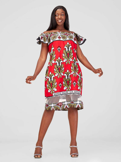 Karay Design Studio Leso Off-Shoulder Dress - Red - Shopzetu
