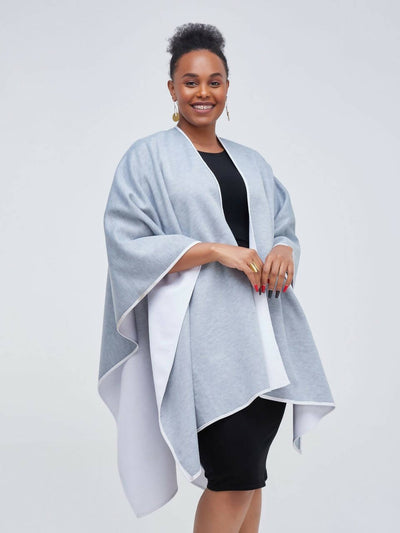 African Yuva Reversible Cairo Wrap Cape - Grey - Shopzetu