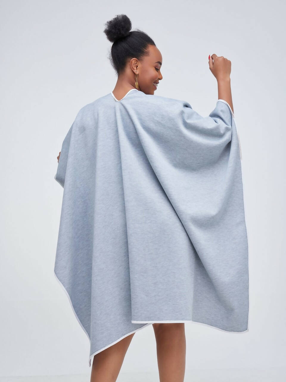 African Yuva Reversible Cairo Wrap Cape - Grey - Shopzetu