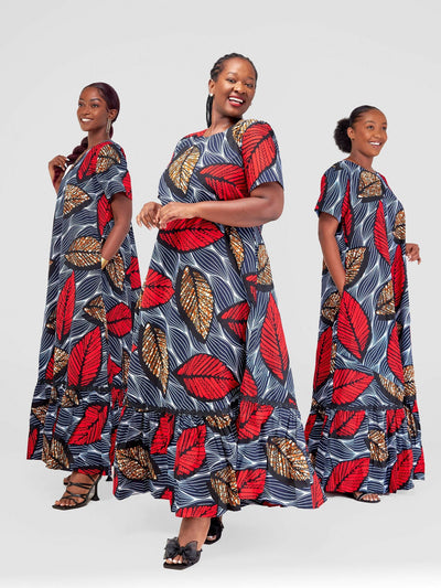 Simbaress Angaza Maxi Dress - Red /Blue - Shopzetu