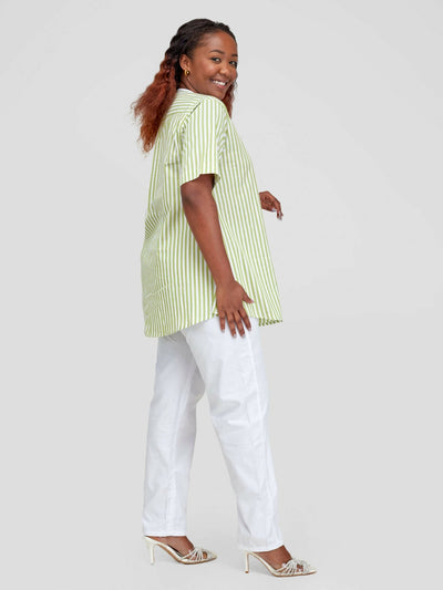 Afafla Cotton Pilot Shirt - Green - Shopzetu
