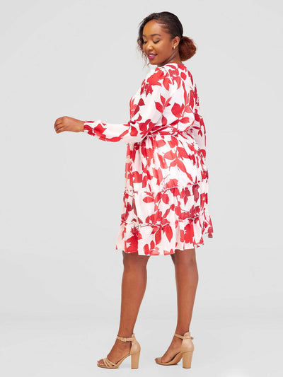 Kakiba collection Nyako Dress - White / Red - Shopzetu