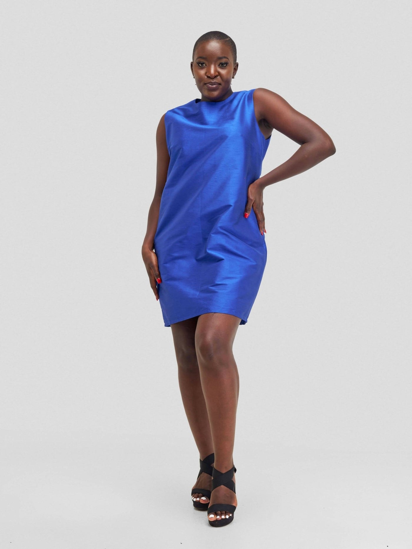 Fauza Design Buluu Raw Silk Dress - Blue - Shopzetu