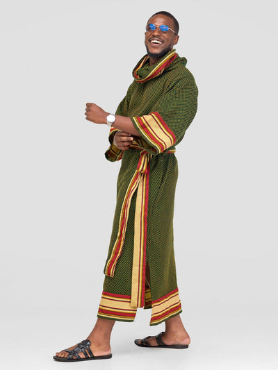 Liquid Lemn Unisex Snoodie Kanzu - Green / Gold Print - Shopzetu