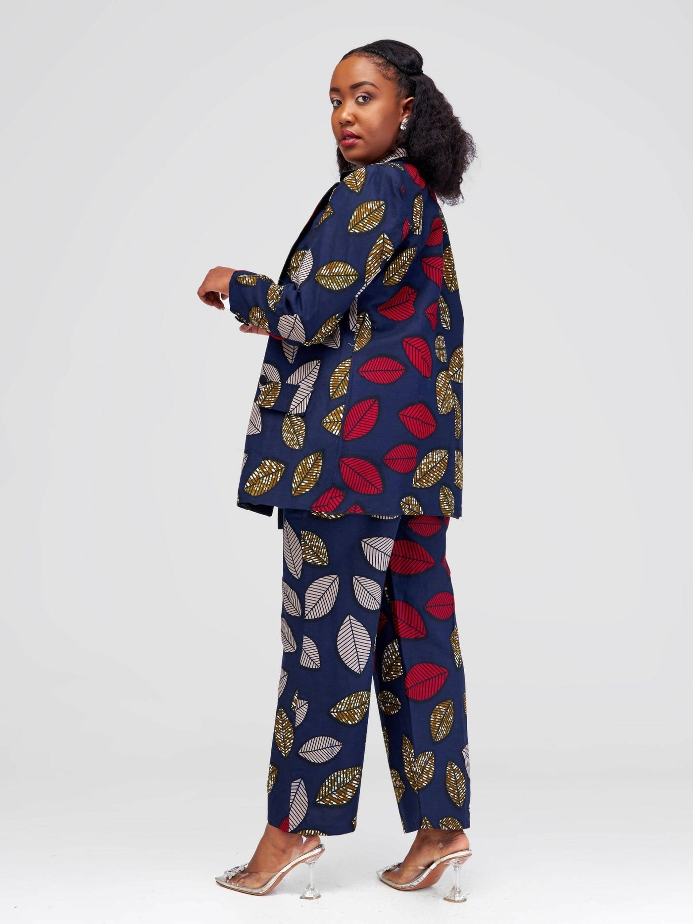 SBV Ankara Pant Suit - Navy Blue Print - Shopzetu