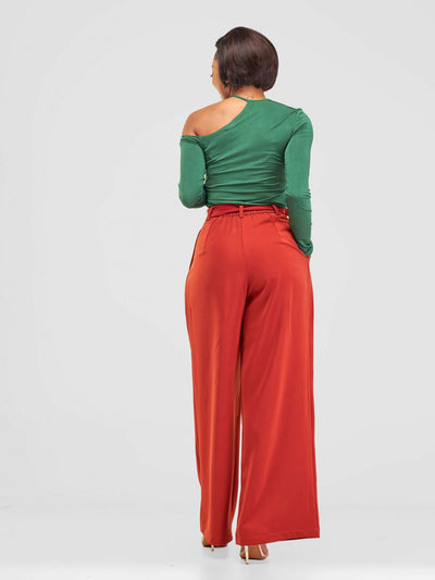 Elsie Glamour Olivia Wide Leg Pants - Rust Brown - Shopzetu