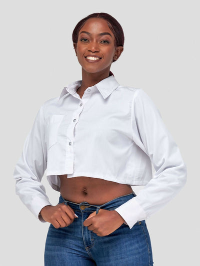 Merli Africa Crop Shirt - White - Shopzetu