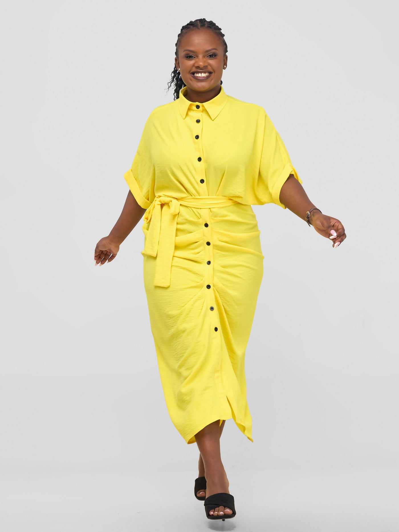 Lizola Vinna Ruched Dress - Yellow