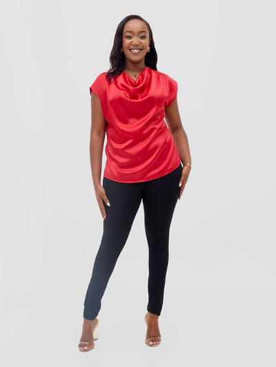 Vivo Meli Cowl Top - Red - Shopzetu