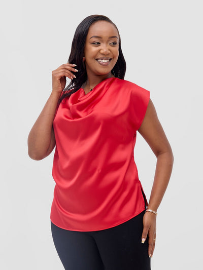 Vivo Meli Cowl Top - Red - Shopzetu