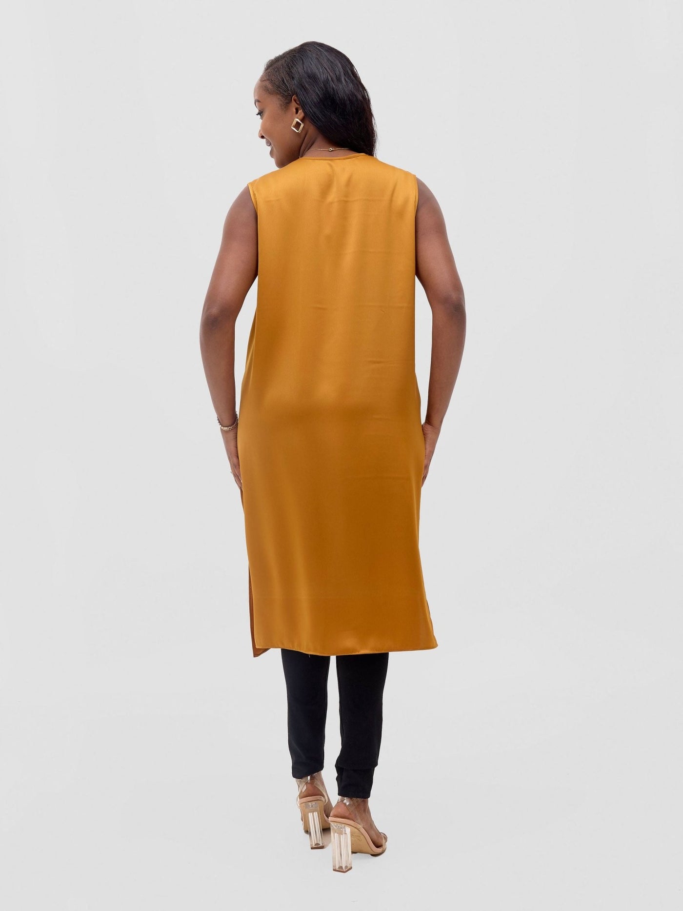 Vivo Meli Sleeveless Coat - Dark Mustard - Shopzetu