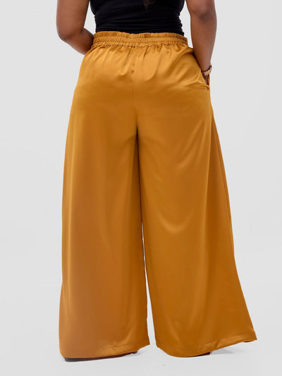 Vivo Meli Satin Pants - Dark Mustard - Shopzetu