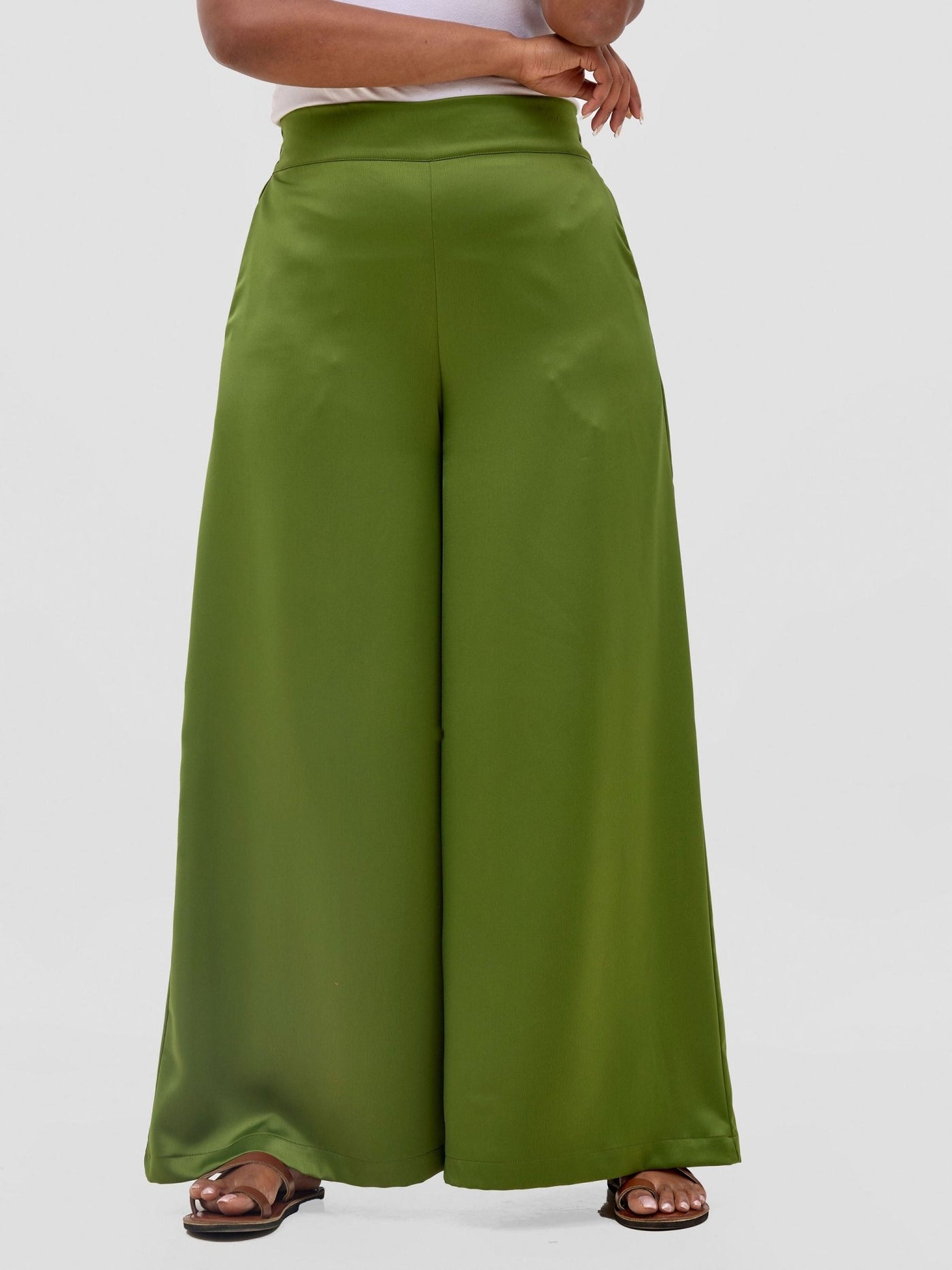 Vivo Meli Satin Pants - Olive - Shopzetu