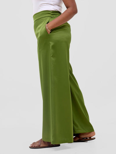 Vivo Meli Satin Pants - Olive - Shopzetu