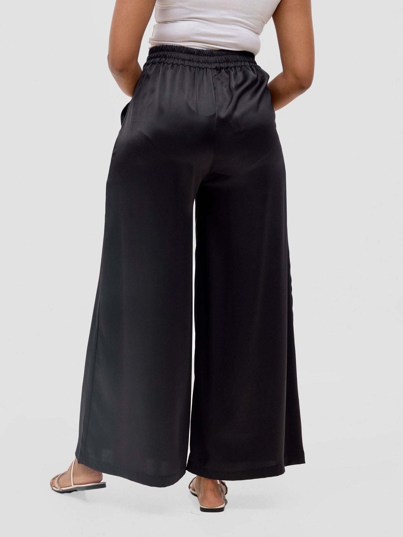 Vivo Meli Satin Pants - Black - Shopzetu