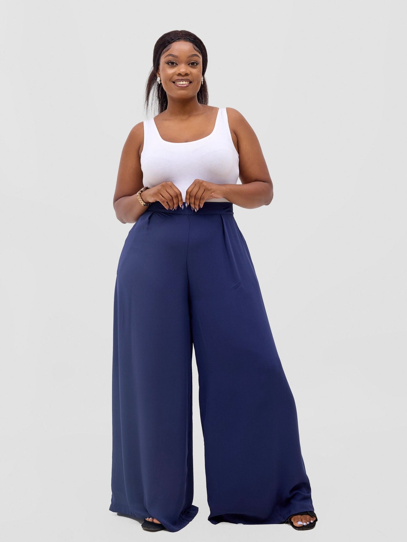 Vivo Meli Chiffon Pants - Navy Blue - Shopzetu