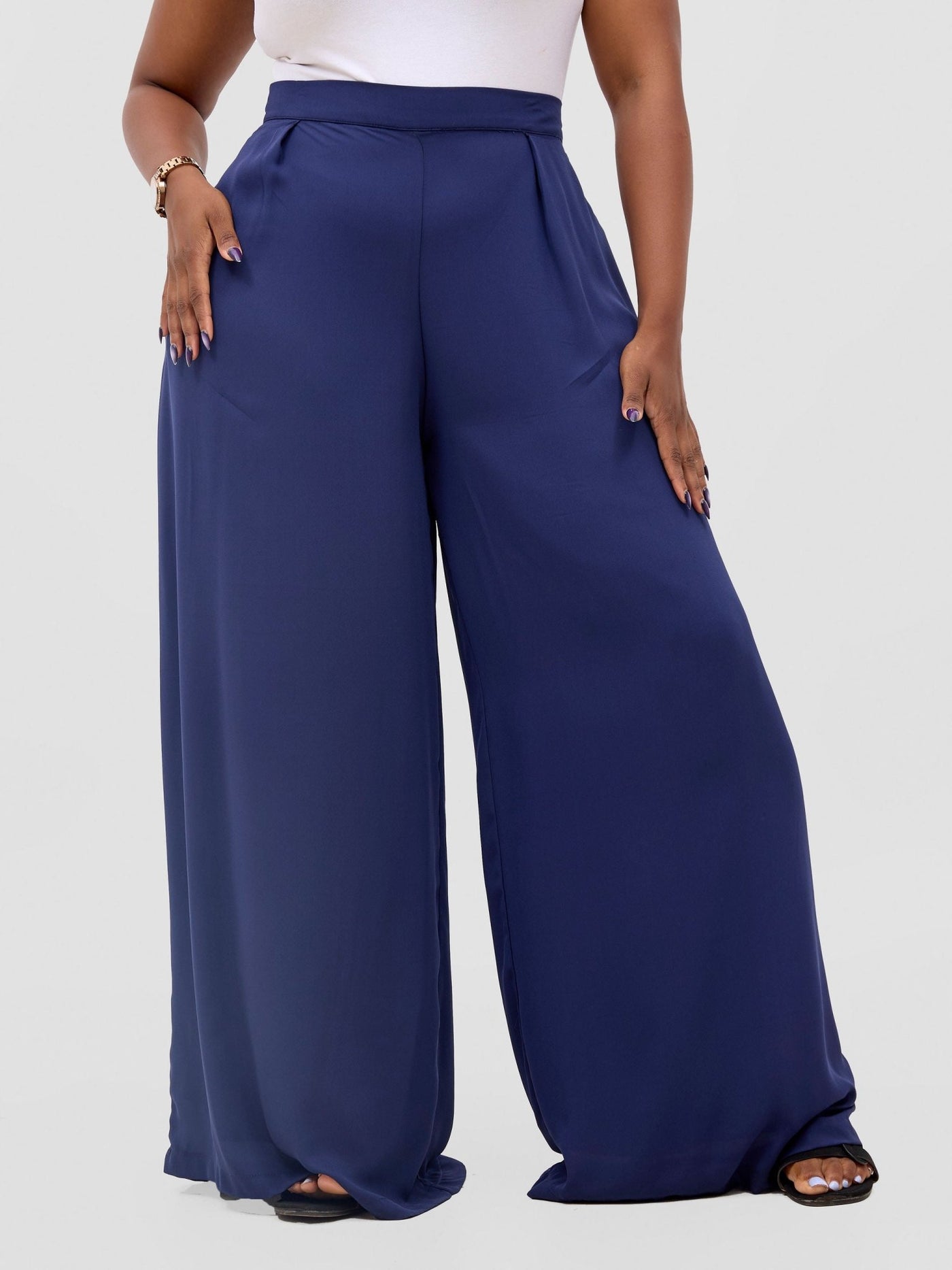 Vivo Meli Chiffon Pants - Navy Blue - Shopzetu