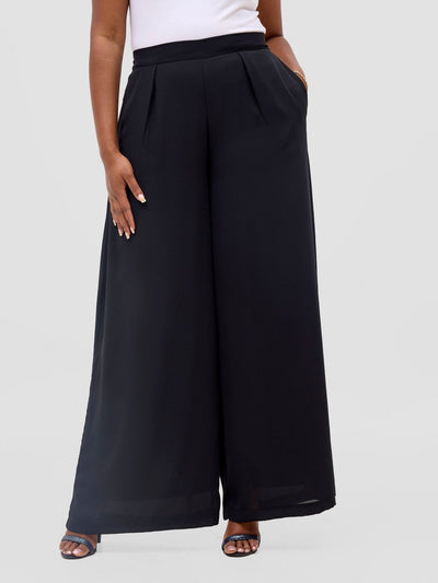 Vivo Meli Chiffon Pants - Black - Shopzetu