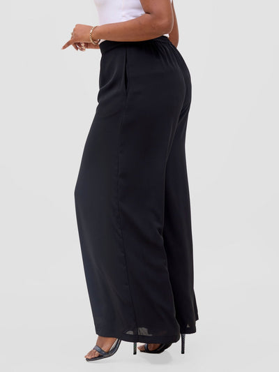 Vivo Meli Chiffon Pants - Black - Shopzetu