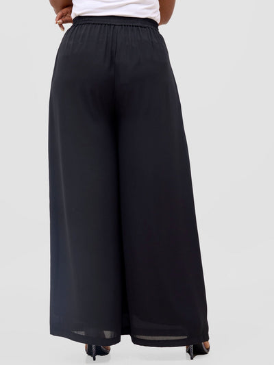 Vivo Meli Chiffon Pants - Black - Shopzetu