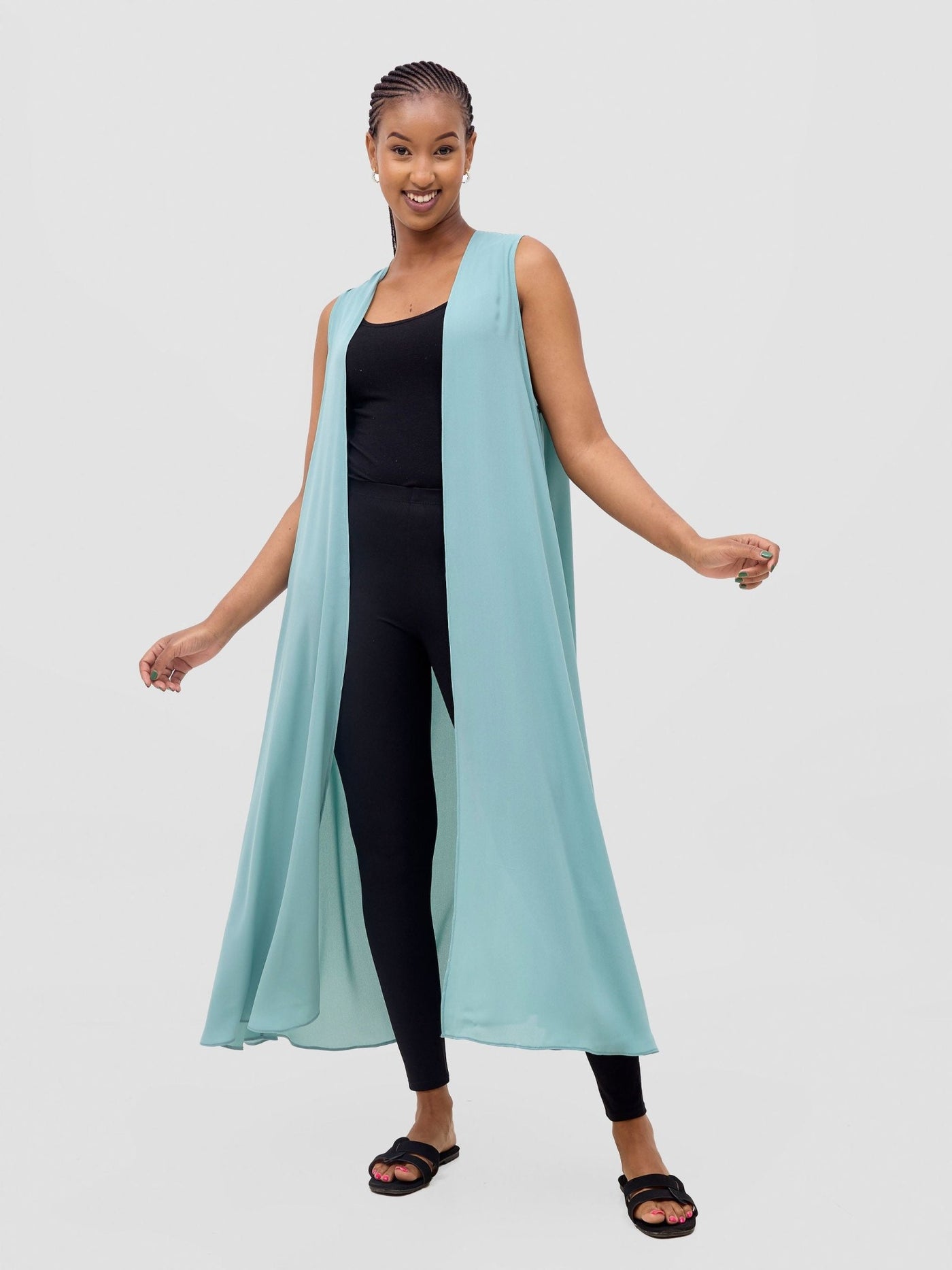 Vivo Basic Sleeveless Tent Kimono - Mint - Shopzetu