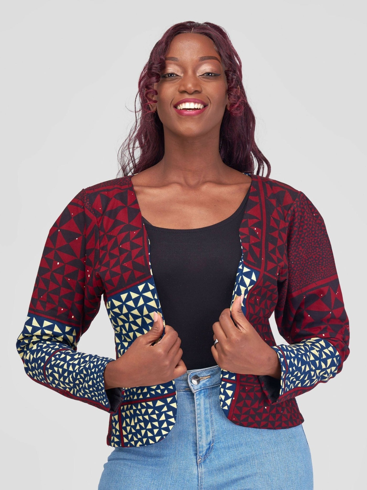 Nefpatra Africa Abiba Blazer - Maroon - Shopzetu