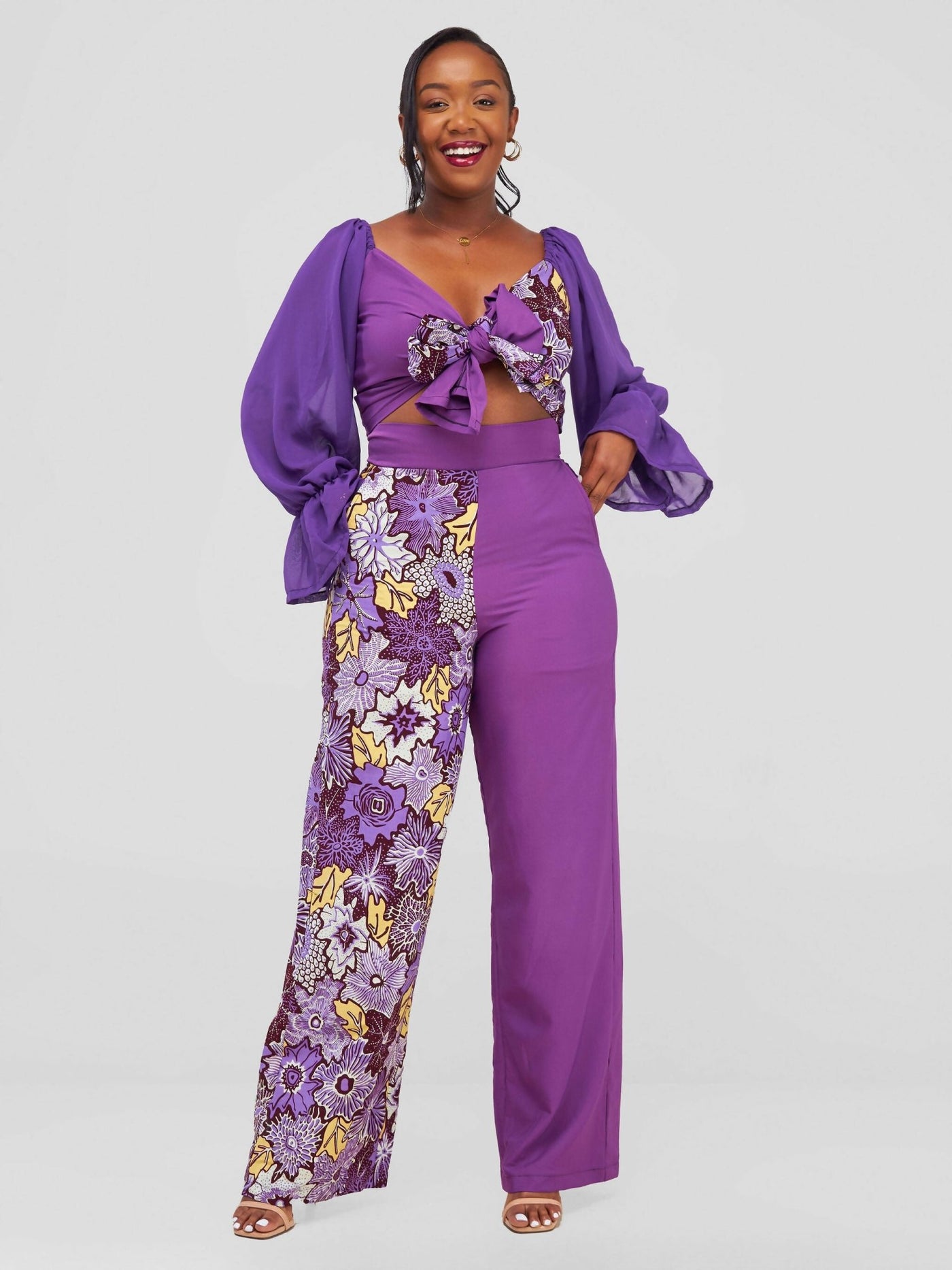 Nefpatra Africa Ankara Barbie Jumpsuit - Purple - Shopzetu