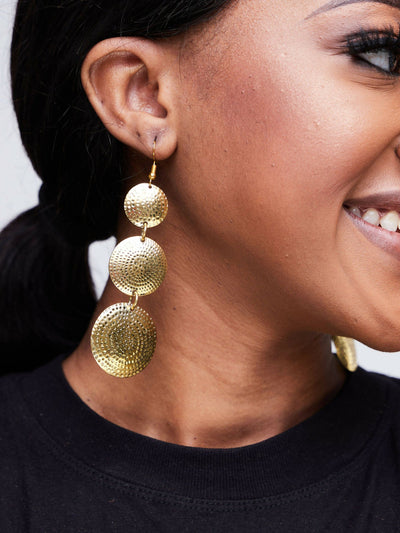 Lizola Achieng Earrings + Polisher- Brass - Shopzetu