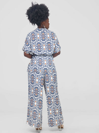 Snatched Wardrobe Swan 2 Piece Set - Blue Print - Shopzetu