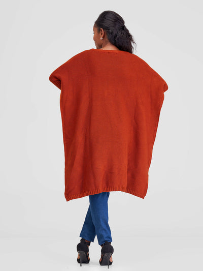 Anel's Knitwear Drop Shoulder Poncho – Rust