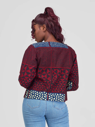 Nefpatra Africa Abiba Blazer - Maroon - Shopzetu