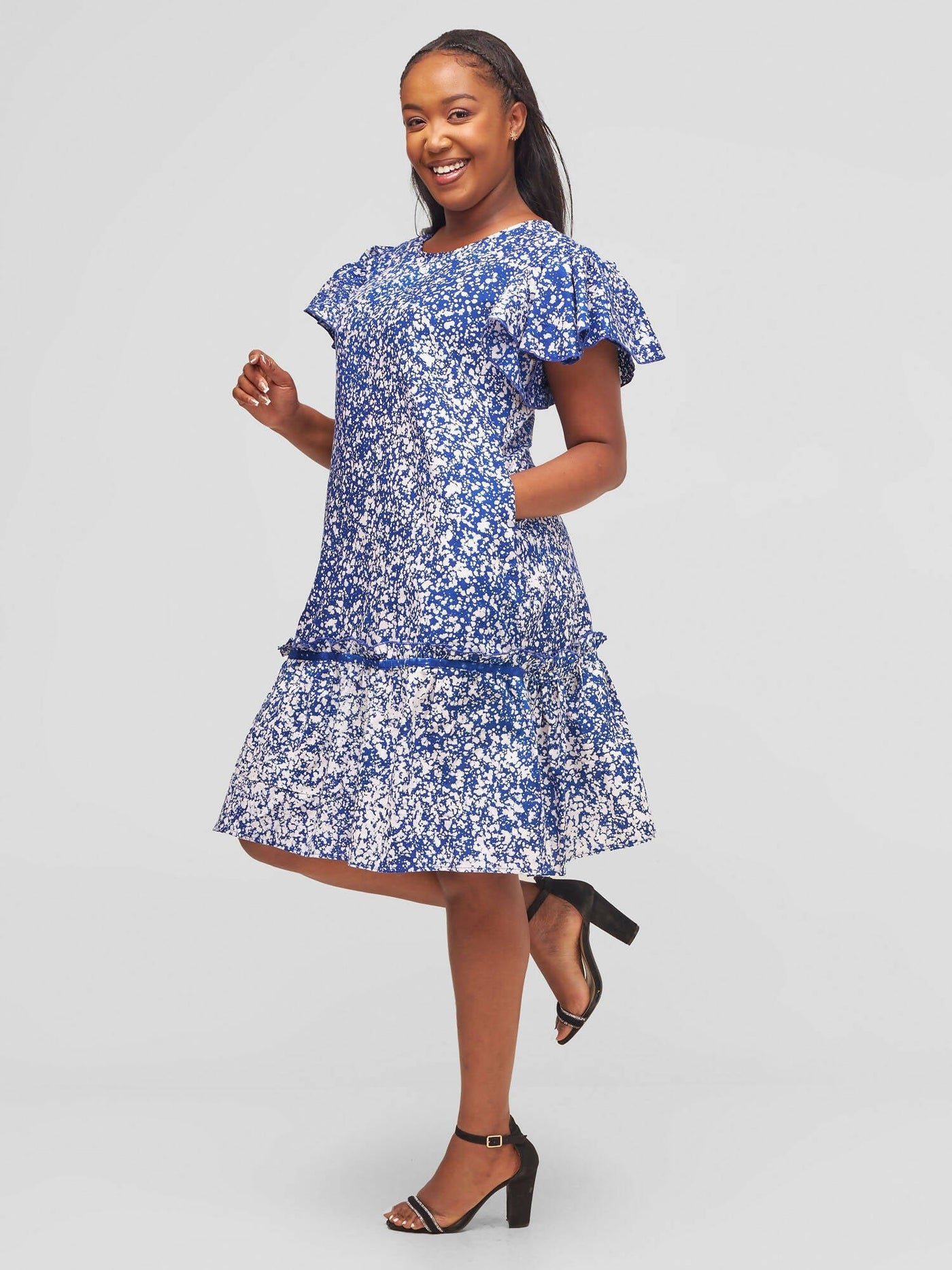The Fashion Frenzy Prints Dotted Shift Dress - Blue - Shopzetu