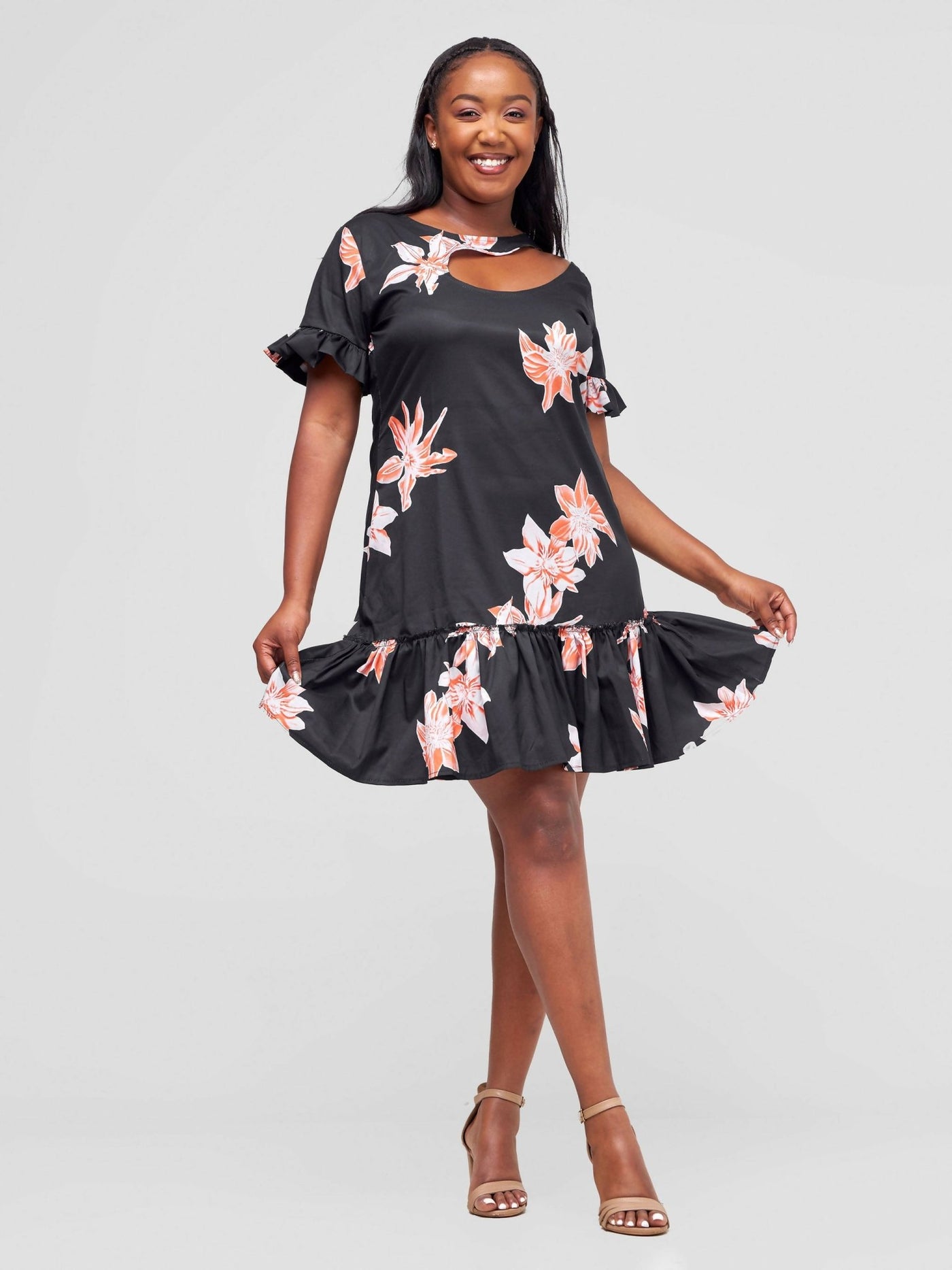 Inroses Hub Stargazer Lilies Dress - Black - Shopzetu