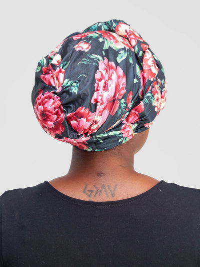 Aisha Fashion World Turban - Black / Red Floral - Shopzetu