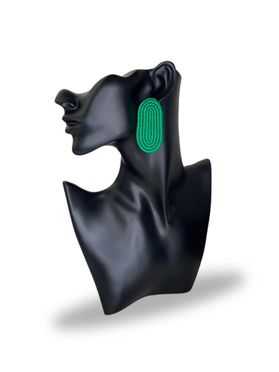 Tuli Naoki Oval Stud Earring - Green - Shopzetu