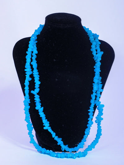 Double Layered Ceramic Beads Necklace Set - Blue - Shopzetu