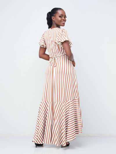 Elsie Glamour Amira Maxi Dress - Brown / White Print