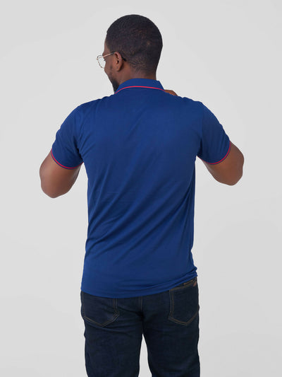 Short Sleeved Polo T-Shirt - Navy Blue - Shopzetu