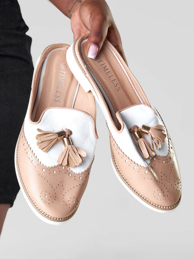 Be Unique Timeless Open Back Mules - Beige