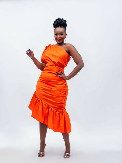 Plainchic Simi Bodycon Dress - Orange Print