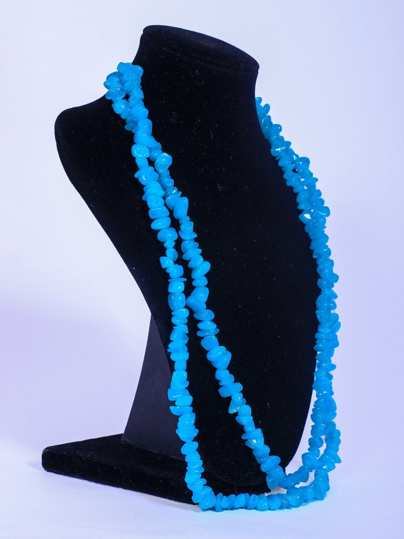 Double Layered Ceramic Beads Necklace Set - Blue - Shopzetu