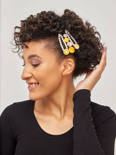 Lizola Avery 3 Sets Hair Clips - Yellow - Shopzetu