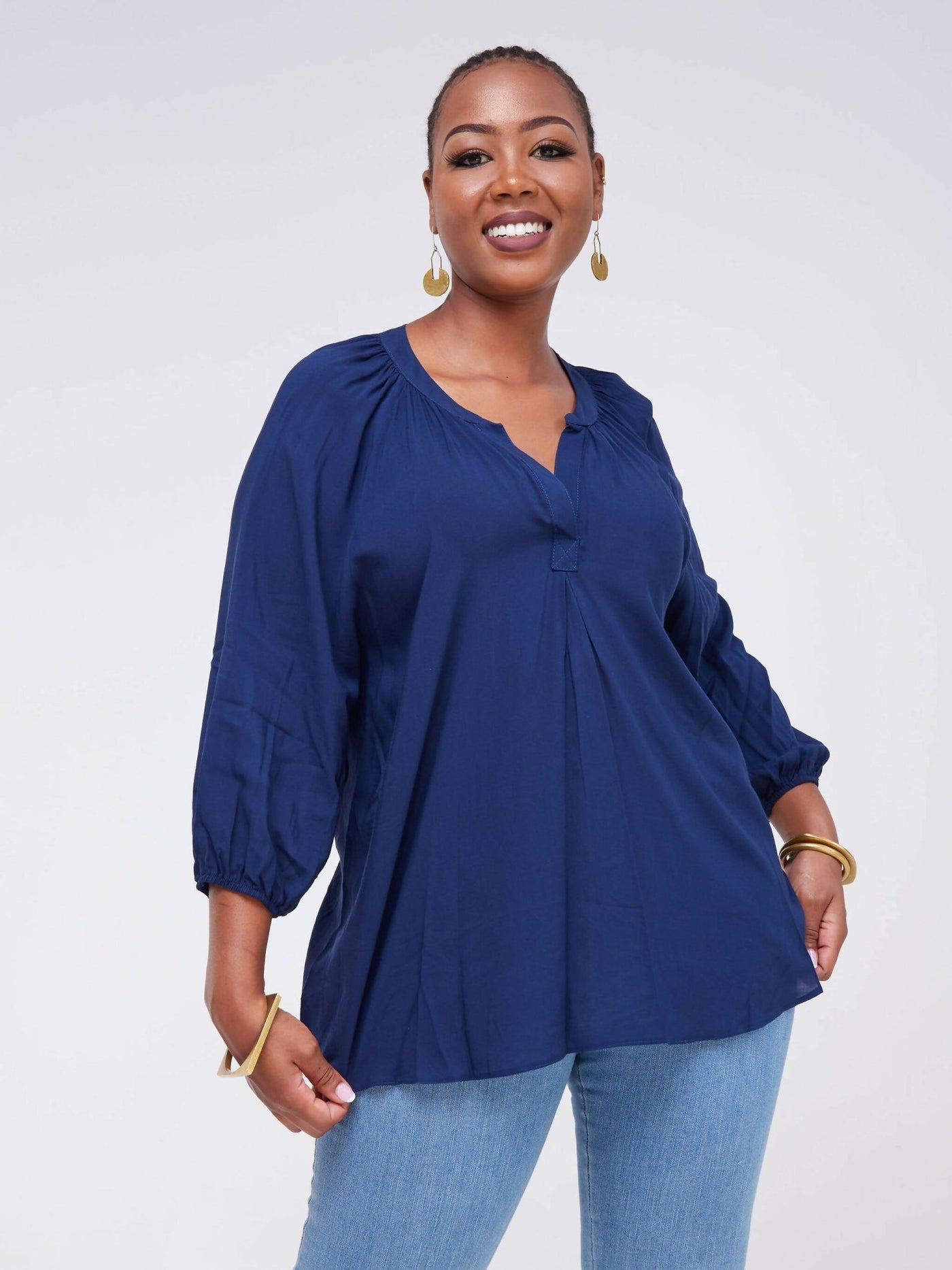 Lamazi Collections Loose Top - Navy Blue - Shopzetu