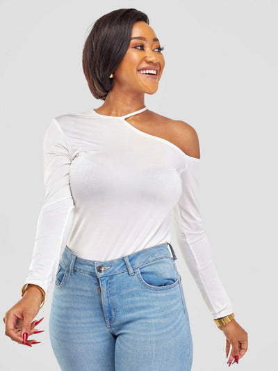 Elsie Glamour Colette Fancy Top - White - Shopzetu