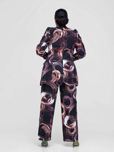 SBV Ankara Pant Suit - Purple Print - Shopzetu